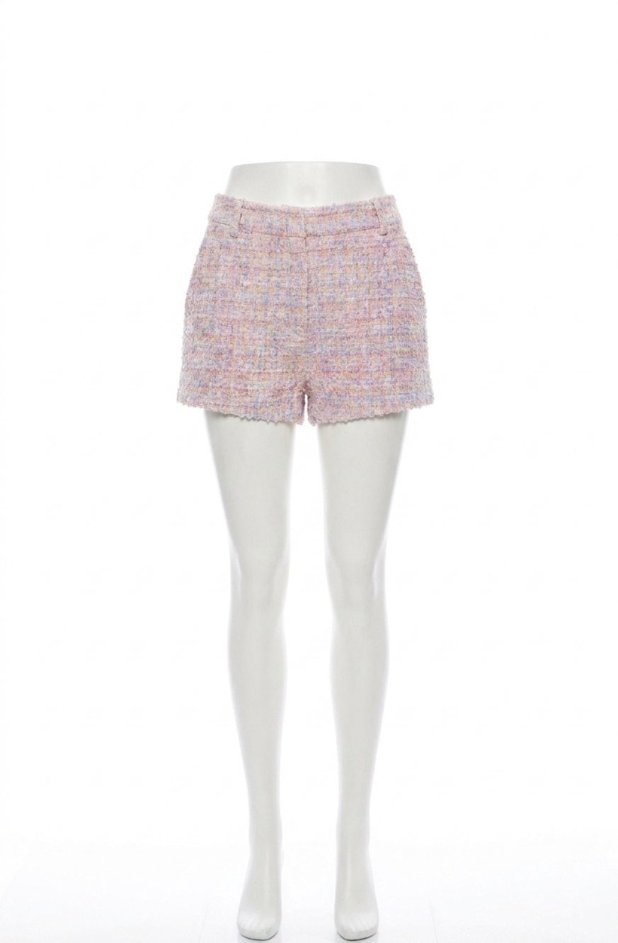 NEW ASTR wynn tweed shorts in pink multi